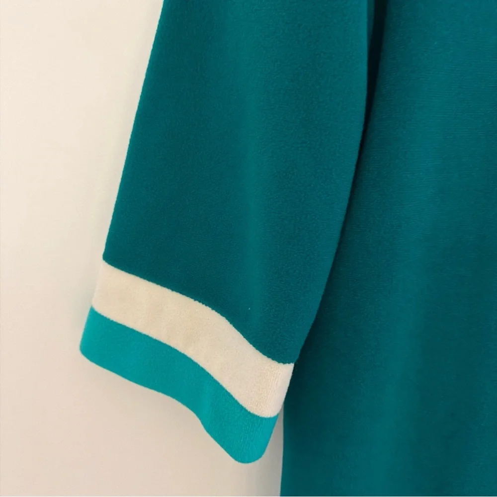 Vtg Vanity Fair Robe Womens 14 Velour House Coat Gown Pajamas 3/4 Zip 60s 70s